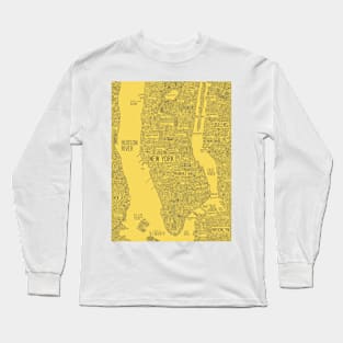 New York city yellow map Long Sleeve T-Shirt